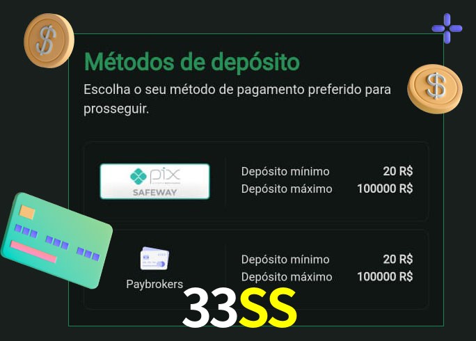 O cassino 33SS oferece uma grande variedade de métodos de pagamento